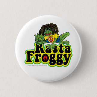 Badge Rond 5 Cm Bouton de Froggy de Rasta