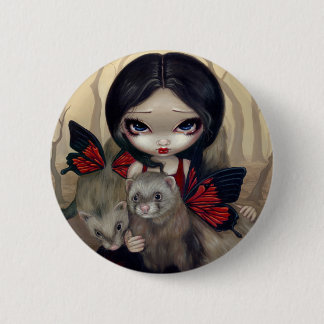 Badge Rond 5 Cm Bouton "de furets rouges de papillon"