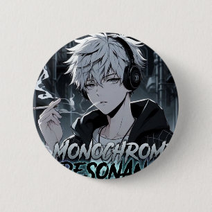 Badge Rond 5 Cm Bouton de garçon d'anime urbain en résonance monoc