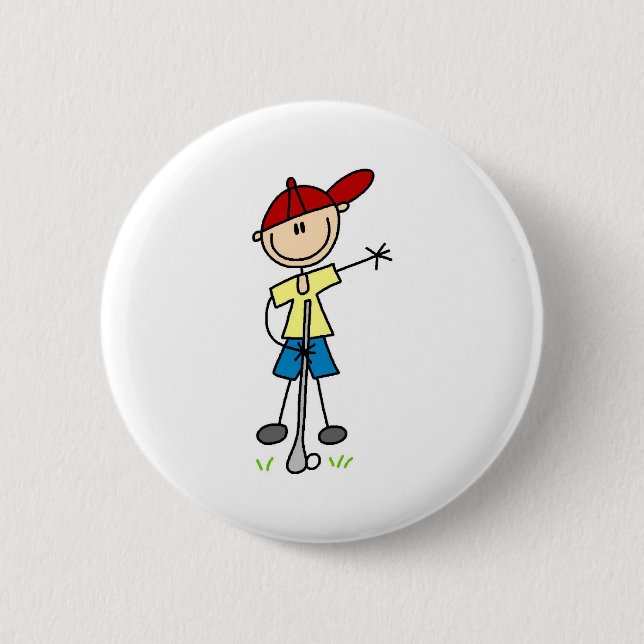 Badge Rond 5 Cm Bouton de garçon de golf (Devant)