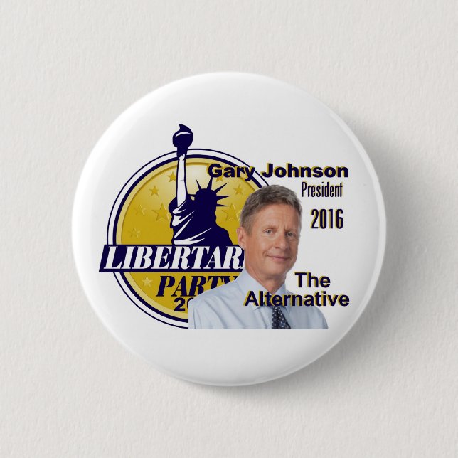 Badge Rond 5 Cm Bouton de Gary JOHNSON 2016 (Devant)
