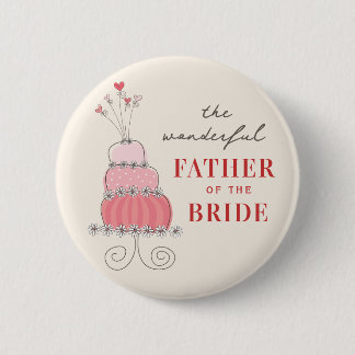 Badge Rond 5 Cm Bouton de gâteau Mariage rose doux PÈRE DE LA BRID