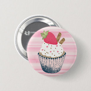 Badge Rond 5 Cm Bouton de gâteau rose mignon pour elle