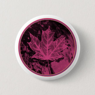 Badge Rond 5 Cm Bouton de gauche Feuille rose
