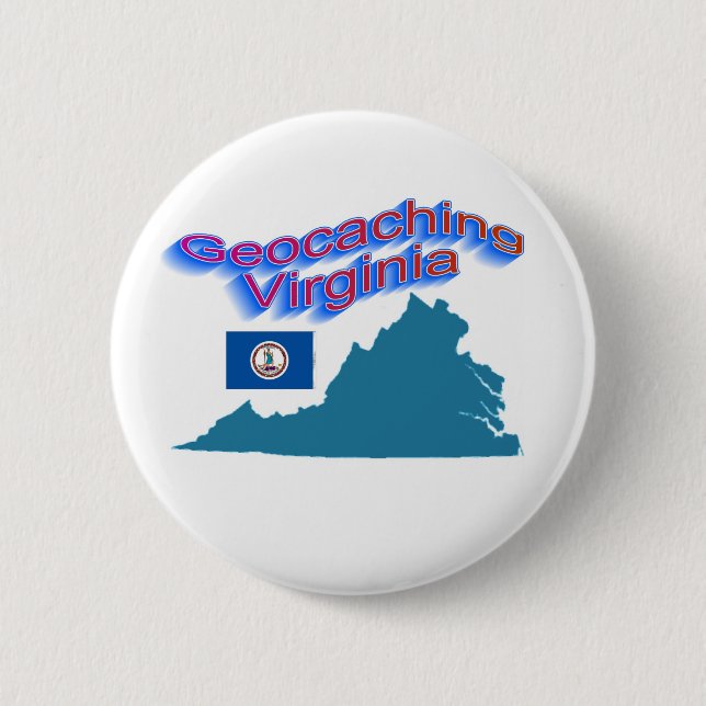 Badge Rond 5 Cm Bouton de Geocaching la Virginie (Devant)