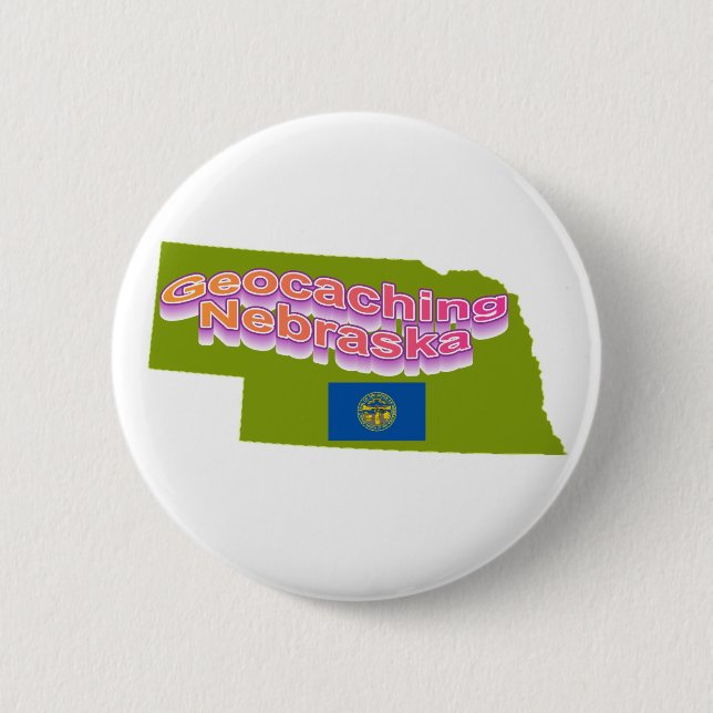 Badge Rond 5 Cm Bouton de Geocaching Nébraska (Devant)