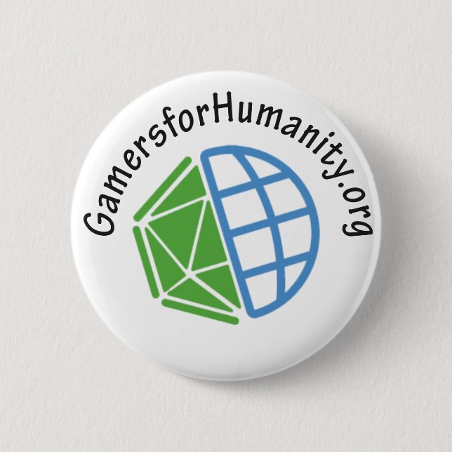 Badge Rond 5 Cm Bouton de GfH, rond blanc, avec le site Web (Devant)