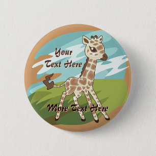 Badge Rond 5 Cm Bouton de girafe