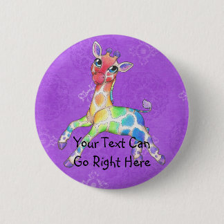 Badge Rond 5 Cm Bouton de girafe d'arc-en-ciel
