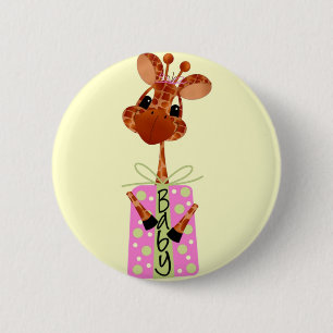 Badge Rond 5 Cm Bouton de girafe de bébé