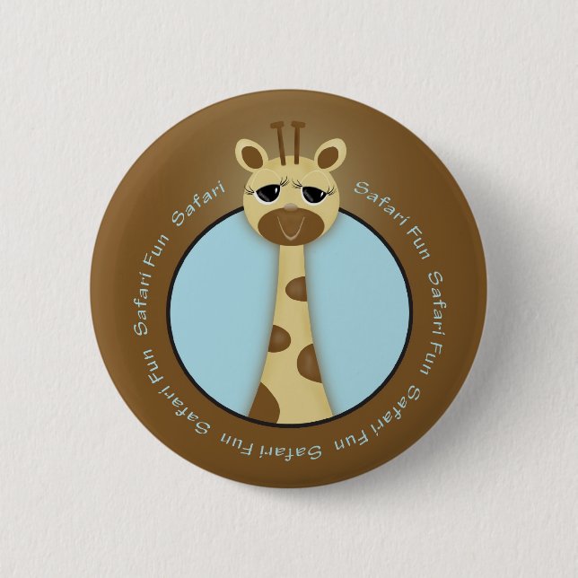 Badge Rond 5 Cm Bouton de girafe de safari (Devant)