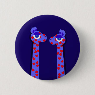 Badge Rond 5 Cm Bouton de GIRAFES de COEUR