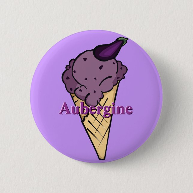 Badge Rond 5 Cm Bouton de glace d'aubergine (Devant)