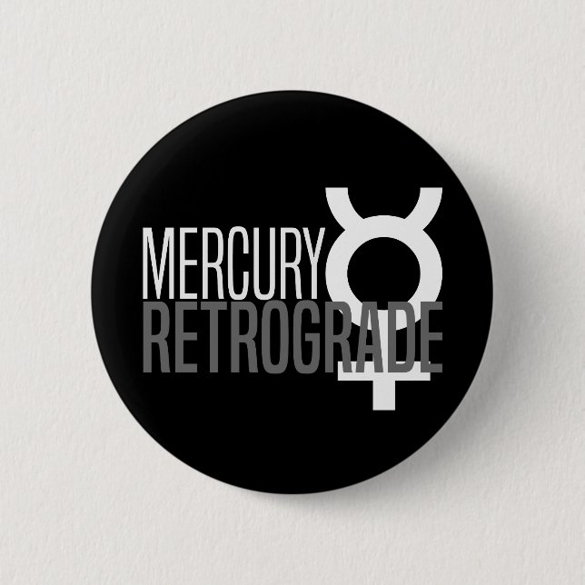 Badge Rond 5 Cm Bouton de glyphe rétrograde de mercure (Devant)