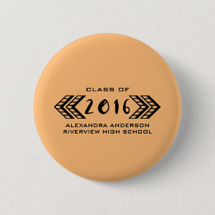 Badge Rond 5 Cm Bouton de graduation Aztèque Tribal Noir