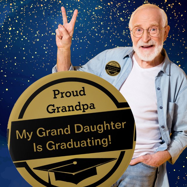 Badge Rond 5 Cm Bouton de graduation Fière (Proud Grandpa, Grandparents, Parents or Other Graduation Button, Show how proud you are of your grad)