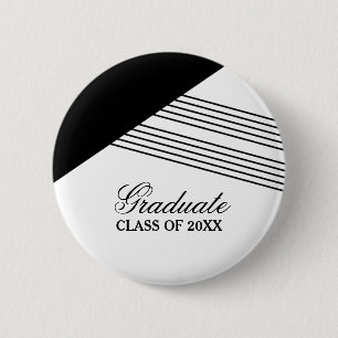 Badge Rond 5 Cm Bouton de graduation noir de bande géométrique
