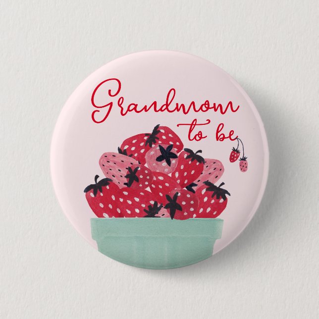 Badge Rond 5 Cm Bouton de grand-mère Baby shower doux Berry (Devant)