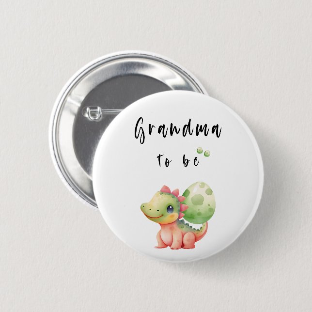 Badge Rond 5 Cm Bouton de grand-mère de bébé Dinosaure Aquarelle m (Devant & derrière)