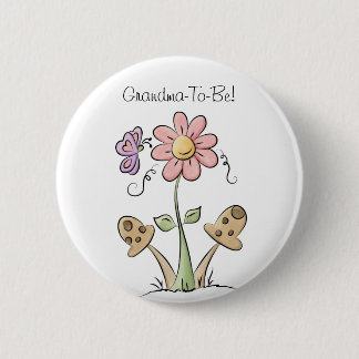 Badge Rond 5 Cm Bouton de grand-mère de papillon et de fleur