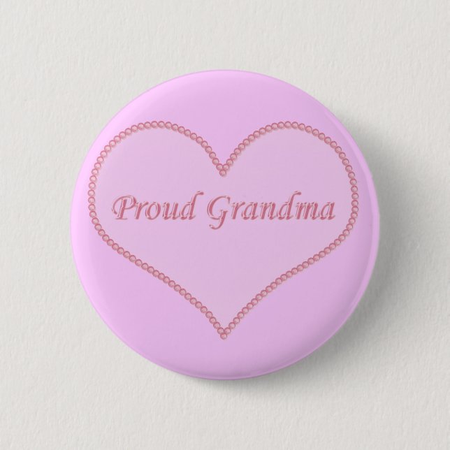 Badge Rond 5 Cm Bouton de grand-mère, rose (Devant)