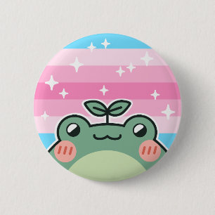 Badge Rond 5 Cm Bouton de grenouille à drapeau féminin trans