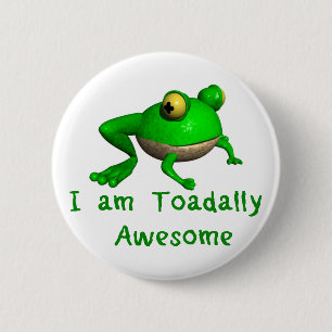 Badge Rond 5 Cm Bouton de grenouille.  Je suis Toadally