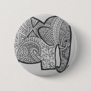 Badge Rond 5 Cm Bouton de griffonnage d'éléphant