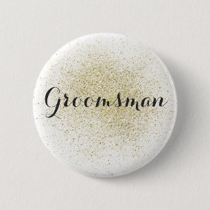 Badge Rond 5 Cm Bouton de Groomsman d'or de parties scintillantes
