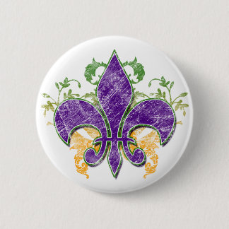 Badge Rond 5 Cm Bouton de grunge de Fleur-De-Lis de mardi gras