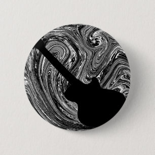 Badge Rond 5 Cm Bouton de guitare Abstrait, noir et blanc