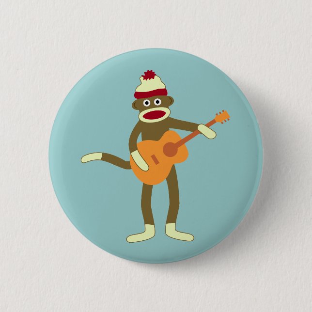 Badge Rond 5 Cm Bouton de guitare acoustique de singe de (Devant)