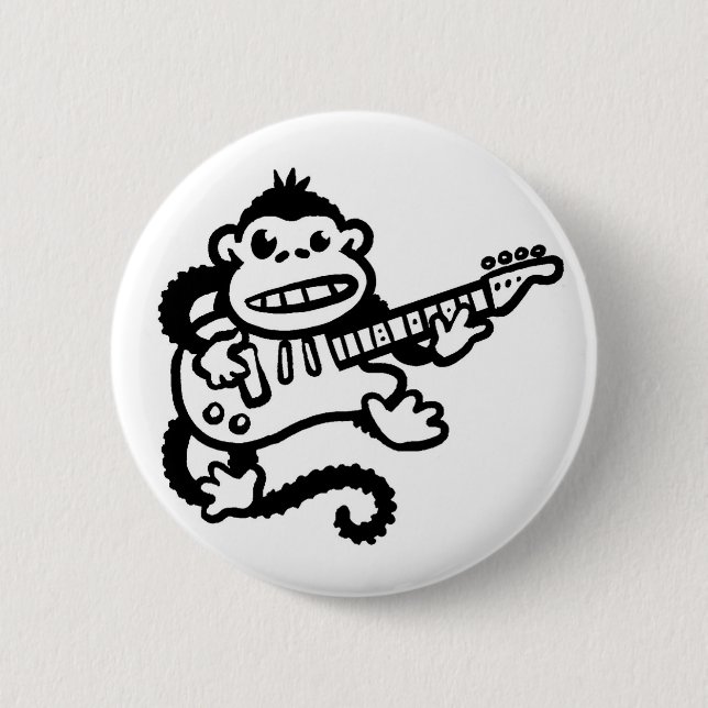 Badge Rond 5 Cm Bouton de guitare de singe (Devant)