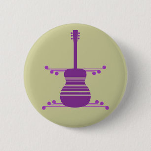 Badge Rond 5 Cm Bouton de guitare rétro, violet