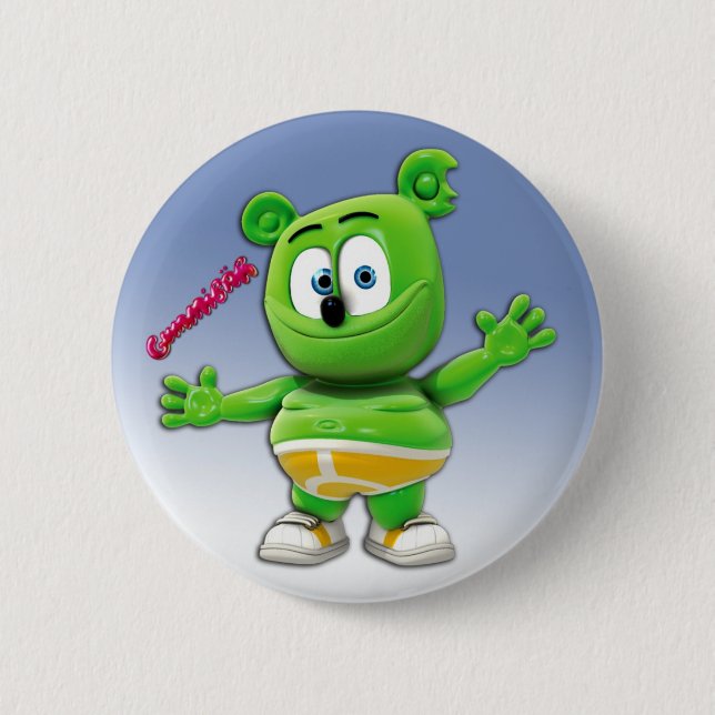 Badge Rond 5 Cm Bouton de Gummibär sur le bleu (Devant)