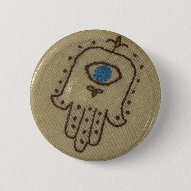 Badge Rond 5 Cm Bouton de Hamsa (Devant)