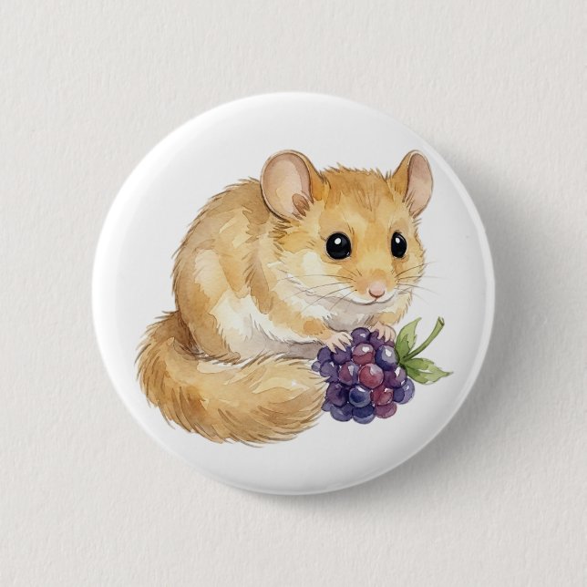Badge Rond 5 Cm Bouton de hamster à l'aquarelle mignon (Devant)