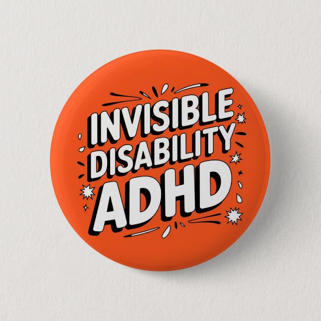 Badge Rond 5 Cm Bouton de handicap invisible ADHD (Devant)
