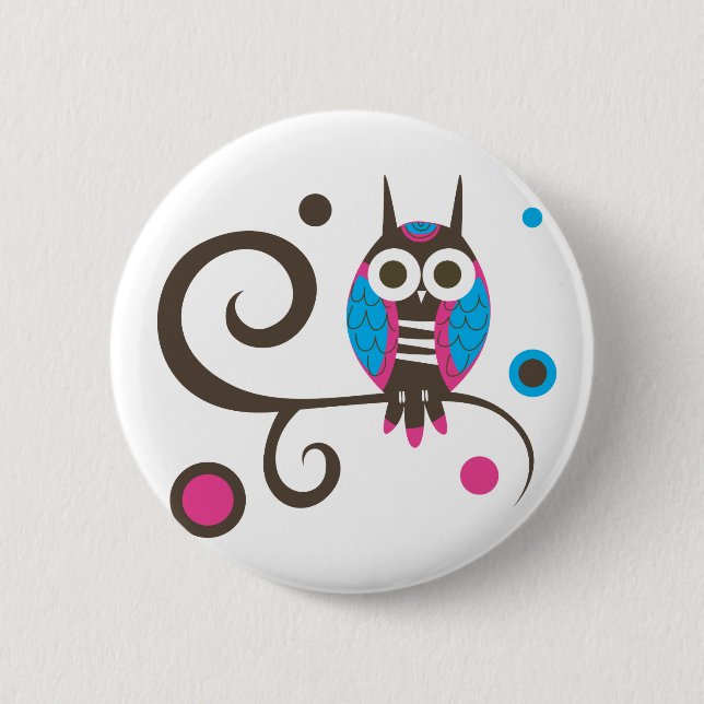 Badge Rond 5 Cm Bouton de hibou (Devant)