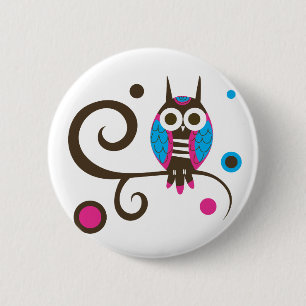 Badge Rond 5 Cm Bouton de hibou