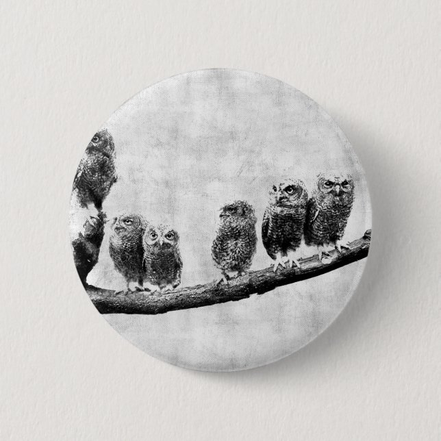 Badge Rond 5 Cm Bouton de hiboux de cri strident de bébé (Devant)