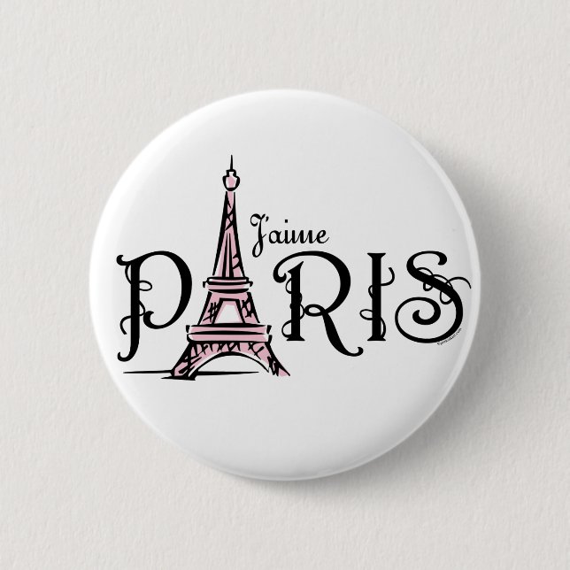 Badge Rond 5 Cm Bouton de J'aime Paris (Devant)