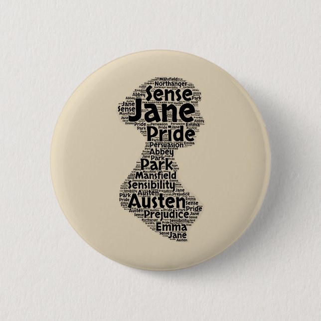 Badge Rond 5 Cm Bouton de Jane Austen (Devant)