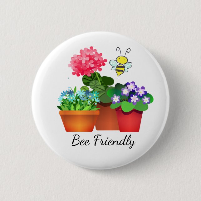 Badge Rond 5 Cm Bouton de jardin de fleurs en pot respectueux des  (Devant)