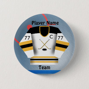 Badge Rond 5 Cm Bouton de Jersey d'équipe de hockey de glace