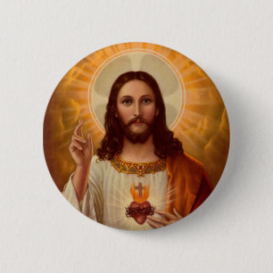 Badge Rond 5 Cm Bouton de Jésus
