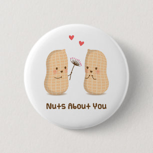 Badge Rond 5 Cm Bouton de jeu de mots sur la nourriture Cute Nuts