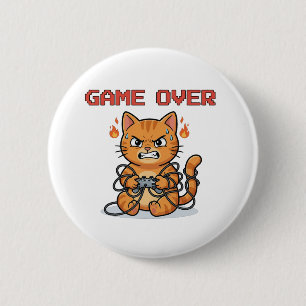 Badge Rond 5 Cm Bouton de jeu terminé de chat de jeu drôle