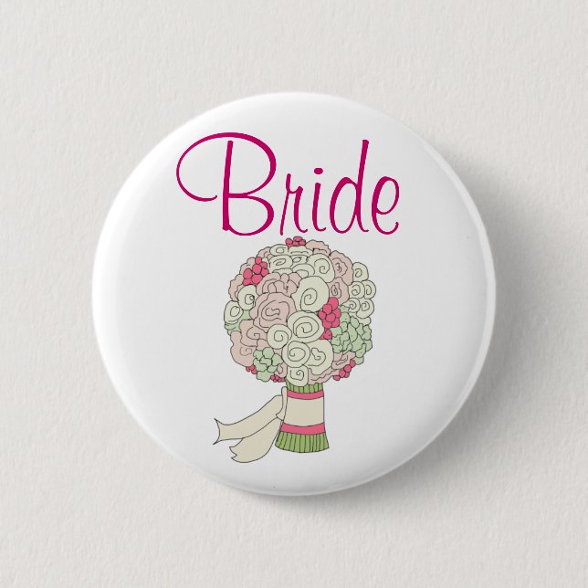 Badge Rond 5 Cm Bouton de jeune mariée (Devant)