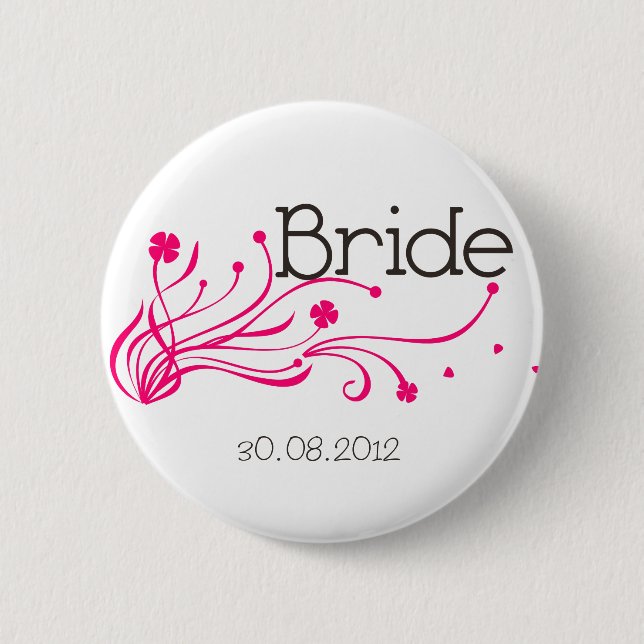 Badge Rond 5 Cm Bouton de jeune mariée (Devant)